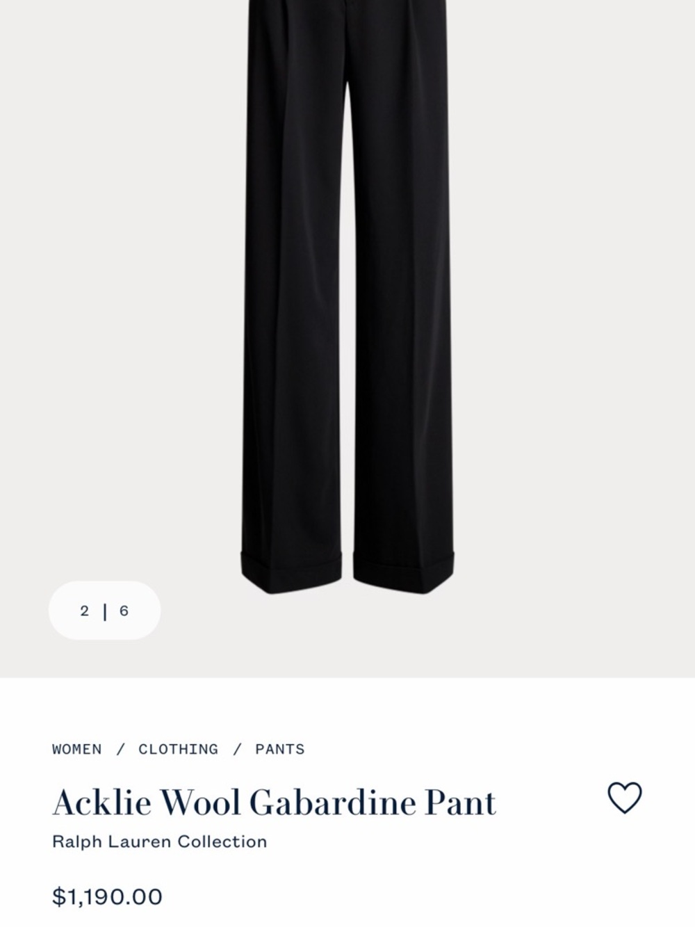 Ralph Lauren Black Wool Gabardine Pant